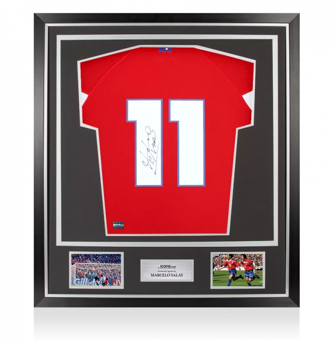 icons Marcelo Salas Back Signed Chile Modern Home Shirt In Classic Frame