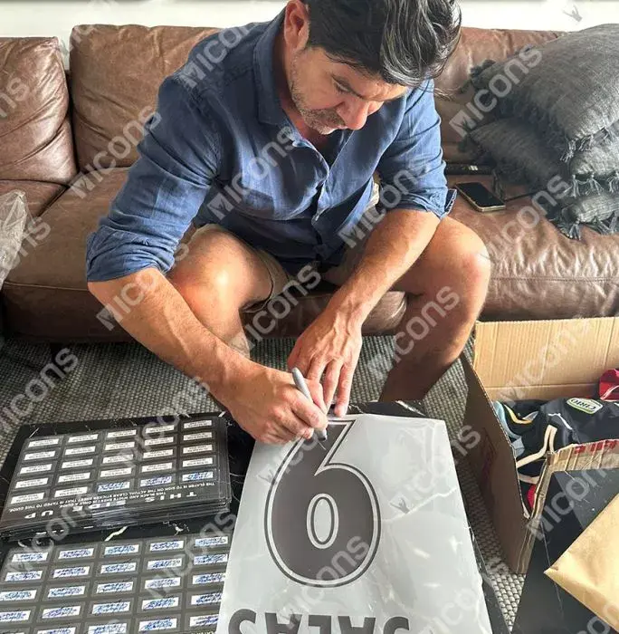 Icons Marcelo Salas Back Signed SS Lazio Modern Home Shirt In Hero Frame: Option 1