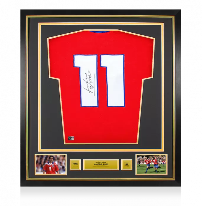 icons Marcelo Salas Official 1998 FIFA World Cup™ Back Signed and Framed Chile 1998 Home Shirt