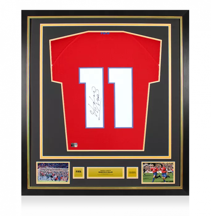 icons Marcelo Salas Official FIFA World Cup™ Back Signed and Framed Modern Chile Home Shirt