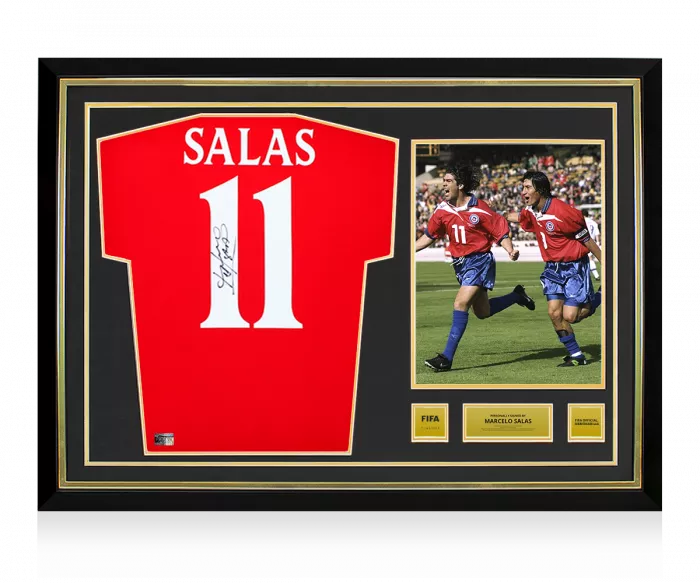 icons Marcelo Salas Official FIFA World Cup™ Back Signed and Hero Framed Chile 2000-01 Home Shirt