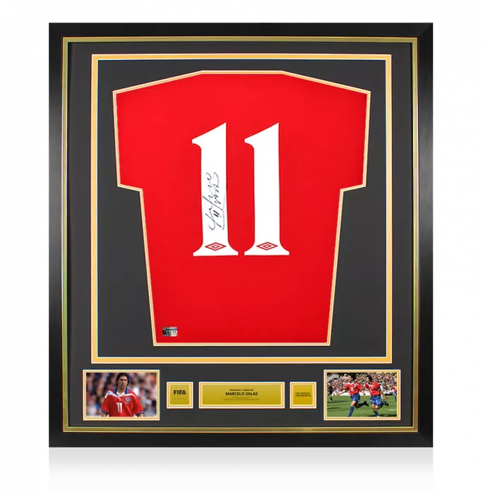 icons Marcelo Salas Official FIFA World Cup™ Back Signed and Framed Chile 2000-01 Home Shirt