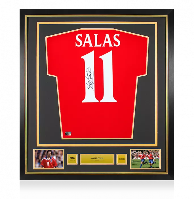 icons Marcelo Salas Official FIFA World Cup™ Back Signed and Framed Chile 2000-01 Home Shirt