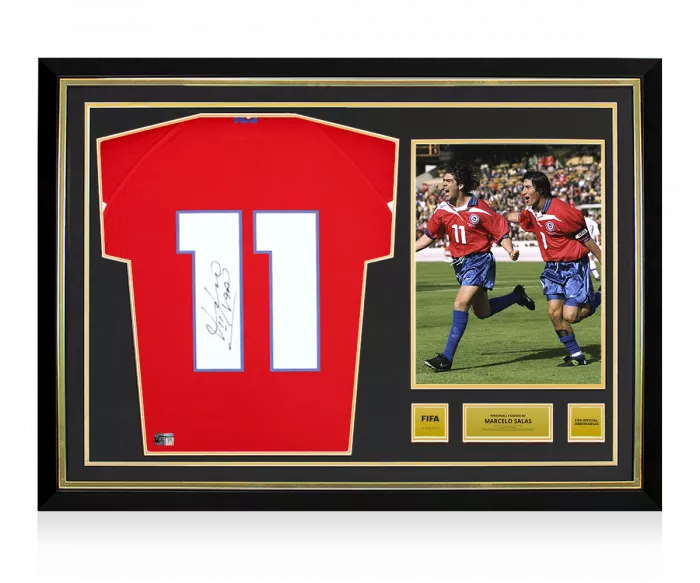 icons Marcelo Salas Official FIFA World Cup™ Back Signed and Hero Framed Modern Chile Home Shirt