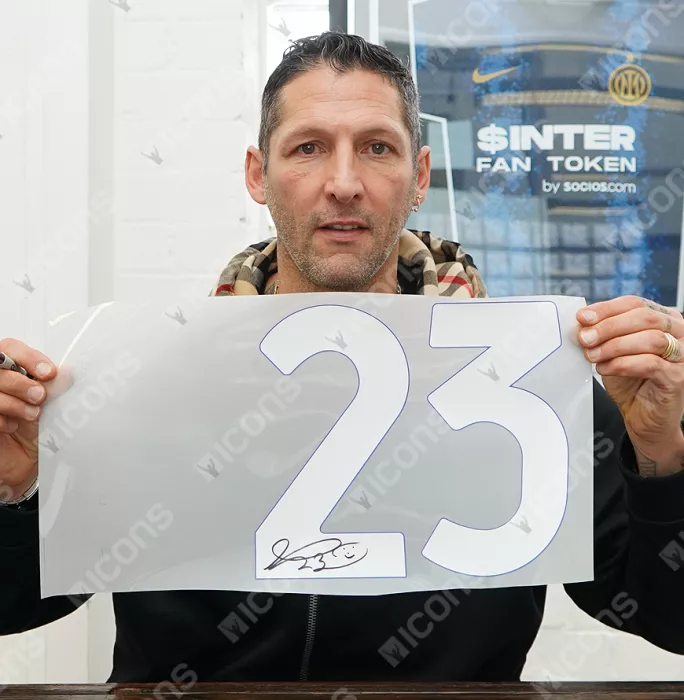 Icons Marco Materazzi Back Signed Modern Internazionale Home Shirt In Hero Frame: Option 1