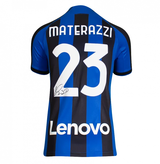 Icons Marco Materazzi Back Signed Modern Internazionale Home Shirt In Classic Frame