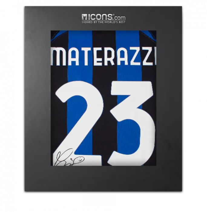 icons Marco Materazzi Back Signed Modern Internazionale Home Shirt In Deluxe Packaging