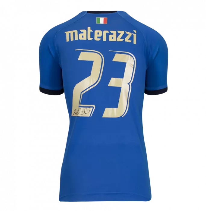 Icons Marco Materazzi Back Signed Modern Italy Home Shirt In Classic Frame
