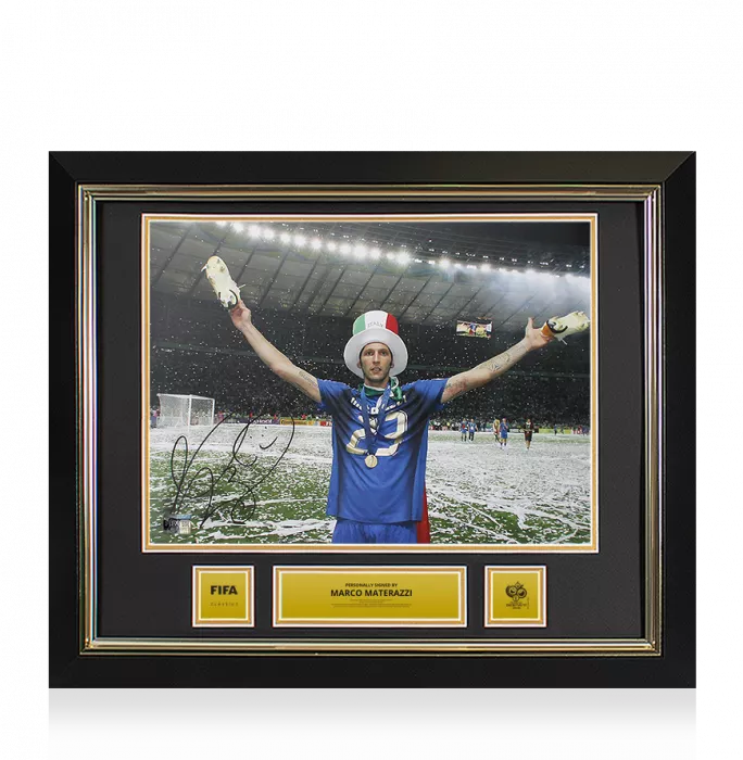 Icons Marco Materazzi Official 2006 FIFA World Cup™ Signed And Framed Italy Photo: 2006 Winner