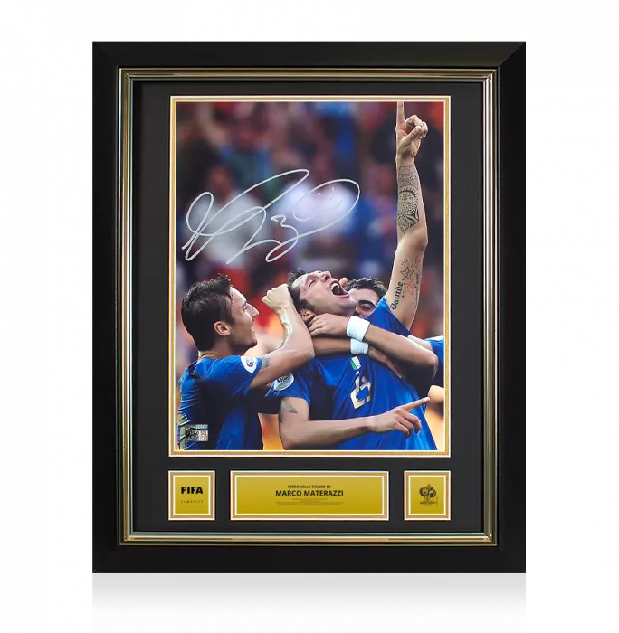 icons Marco Materazzi Official 2006 FIFA World Cup™ Signed and Framed Italy Photo: 2006 Final Goal vs France