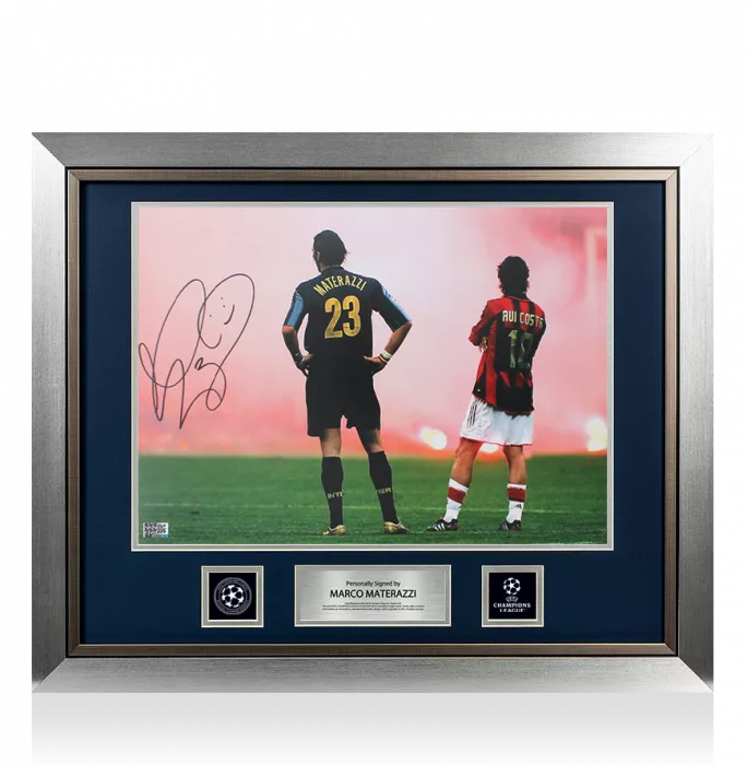 icons Marco Materazzi Official UEFA Champions League Signed and Framed Internazionale Photo: Derby Days