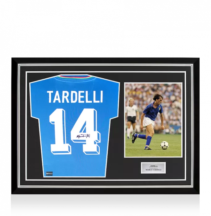 icons Marco Tardelli Back Signed Italy Retro Home Shirt In Hero Frame: Option 1