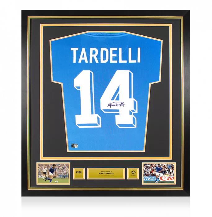 Icons Marco Tardelli Official 1982 FIFA World Cup™ Back Signed And Framed Retro Italy Home Shirt