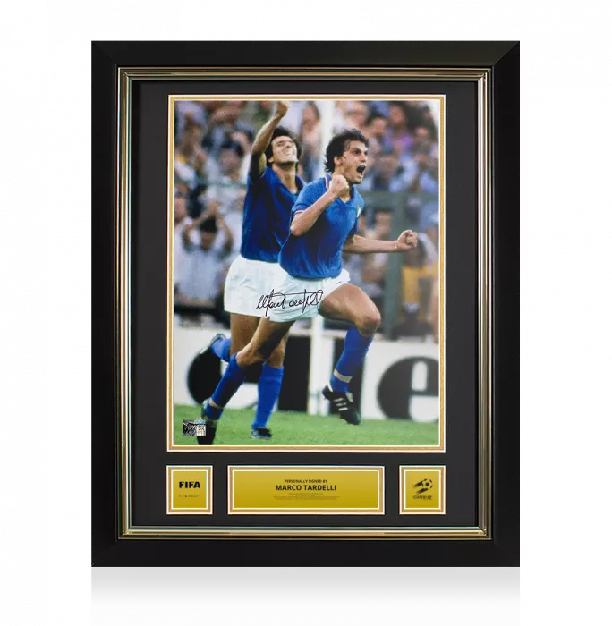 Icons Marco Tardelli Official 1982 FIFA World Cup™ Signed And Framed Italy Photo: Iconic Celebration