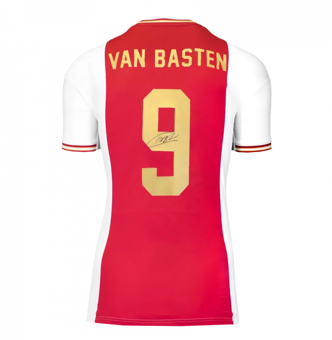 Icons Marco Van Basten Back Signed Modern Ajax Home Shirt With Fan Style Numbers In Hero Frame: Option 1
