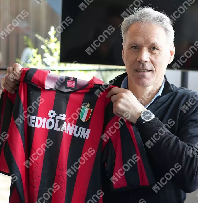 Icons Marco Van Basten & Frank Rijkaard Official AC Milan Front Signed And Framed 1988 Home Shirt