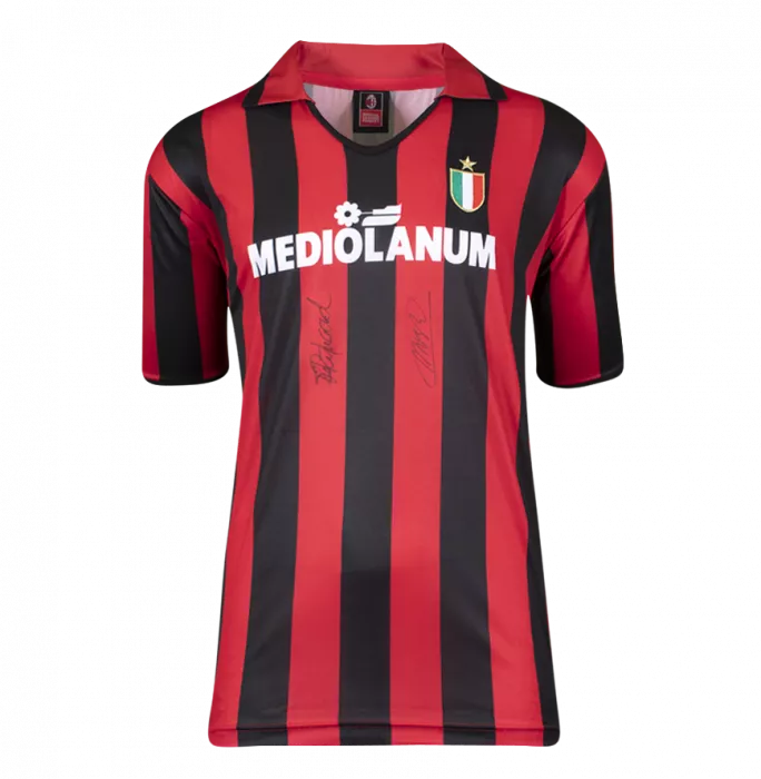 Icons Marco Van Basten & Frank Rijkaard Official AC Milan Front Signed And Framed 1988 Home Shirt