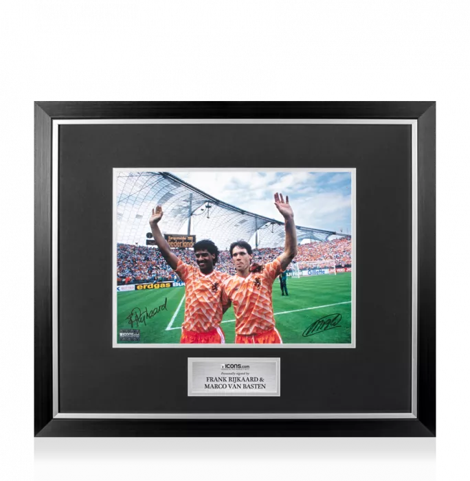 icons Marco van Basten & Frank Rijkaard Signed Netherlands Photo In Premium Photo Frame: UEFA EURO 1988 Winners