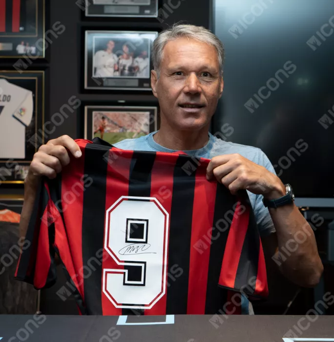 Icons Marco Van Basten Official AC Milan Back Signed And Framed Home Shirt