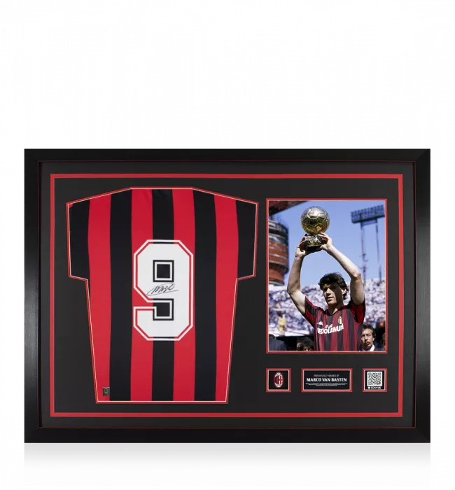 icons Marco Van Basten Official AC Milan Back Signed and Framed Home Shirt
