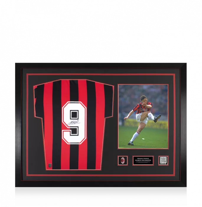 icons Marco van Basten Official AC Milan Back Signed and Framed 1988 Home Shirt