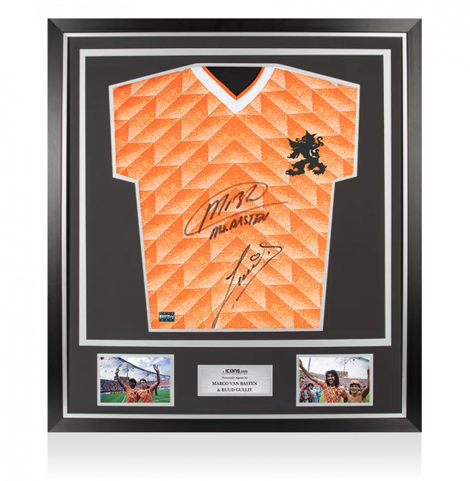 icons Marco Van Basten & Ruud Gullit Front Signed Netherlands 1988 Home Shirt In Classic Frame