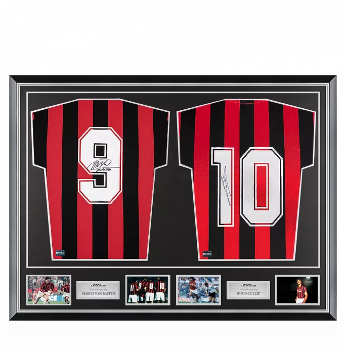 Icons Marco Van Basten & Ruud Gullit Signed AC Milan Shirts In Classic Dual Frame