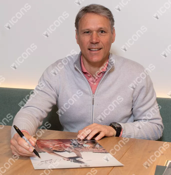Icons Marco Van Basten Signed Netherlands Photo In Black Wooden Frame: UEFA EURO 1988 Winner