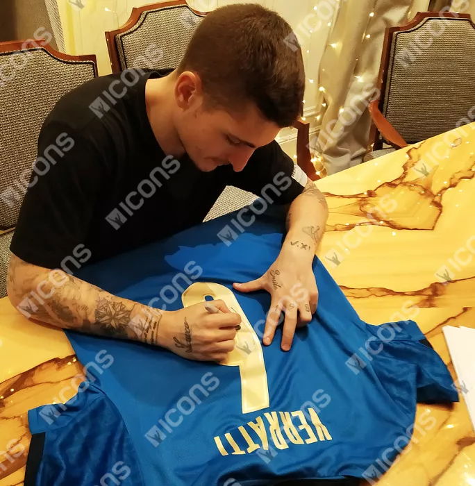 Icons Marco Verratti Back Signed Italy 2020-21 Home Shirt