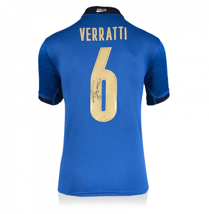 icons Marco Verratti Back Signed Italy 2020-21 Home Shirt