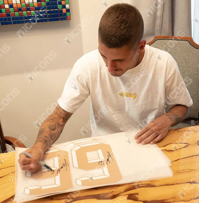 Icons Marco Verratti Back Signed Italy 2022-23 Home Shirt With Fan Style Numbers
