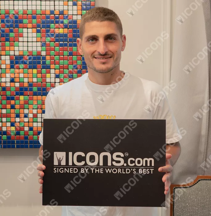 Icons Marco Verratti Back Signed Italy 2022-23 Home Shirt With Fan Style Numbers