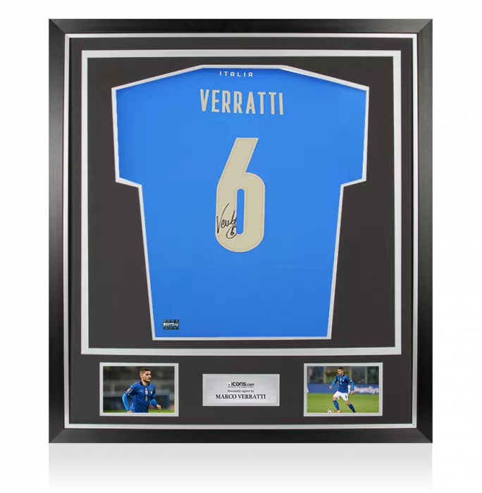icons Marco Verratti Back Signed Italy Modern Shirt In Classic Frame