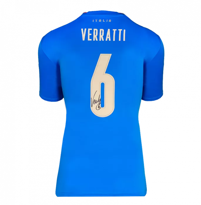 Icons Marco Verratti Back Signed Italy Modern Shirt In Deluxe Packaging