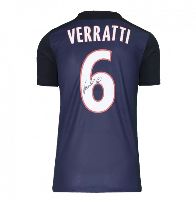 Icons Marco Verratti Back Signed Paris Saint-Germain 2015-16 Home Shirt With Fan Style Number