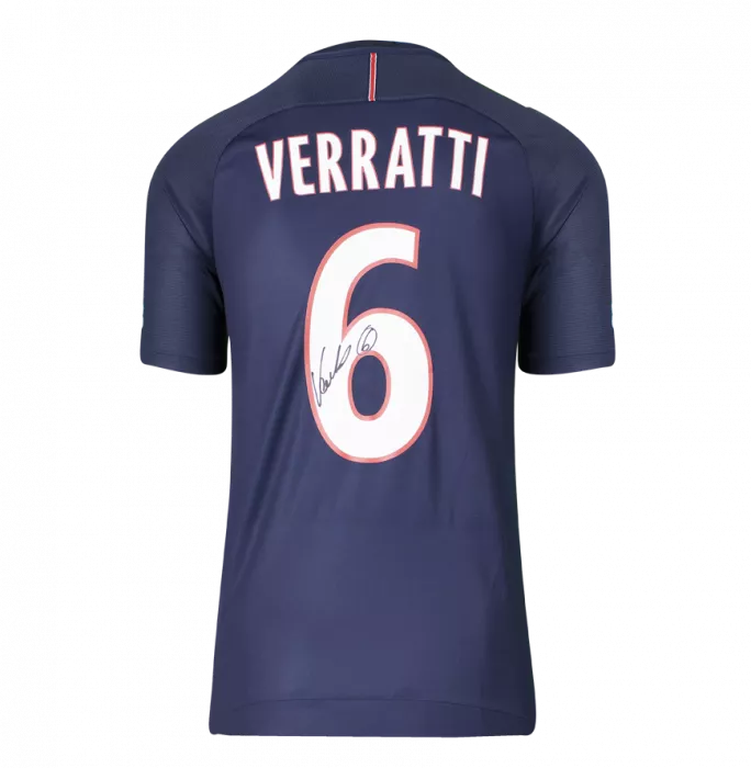icons Marco Verratti Back Signed Paris Saint-Germain 2016-17 Home Shirt With Fan Style Number