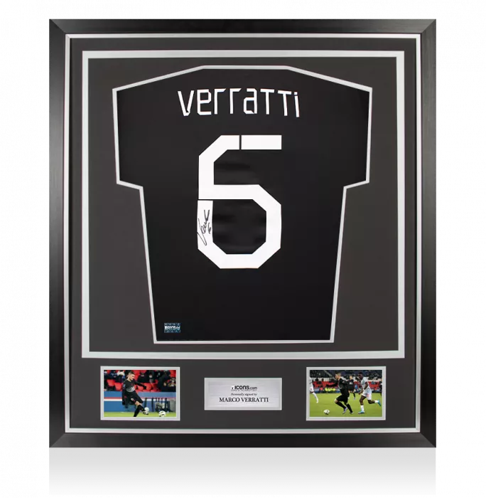 icons Marco Verratti Back Signed Paris Saint-Germain 2021-22 Third Shirt In Classic Frame