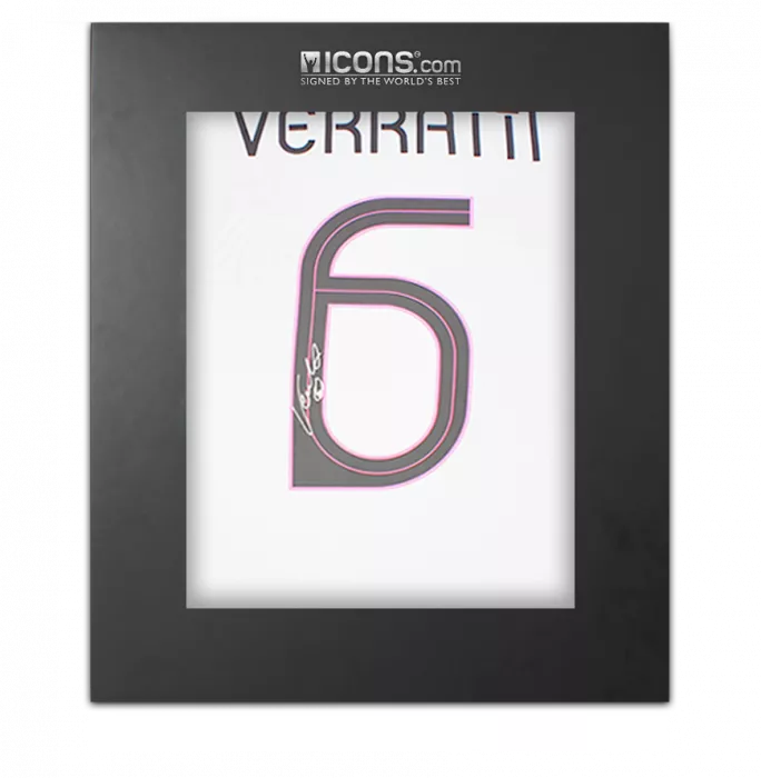 icons Marco Verratti Back Signed Paris Saint-Germain 2021-22 Away Shirt In Deluxe Packaging