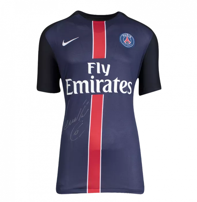 Icons Marco Verratti Front Signed Paris Saint-Germain 2015-16 Home Shirt: Signed In Silver