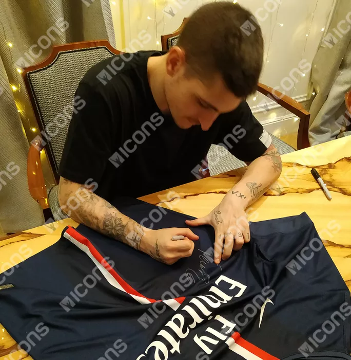 Icons Marco Verratti Front Signed Paris Saint-Germain 2014-15 Home Shirt: "Ici C'est Paris" Special Edition