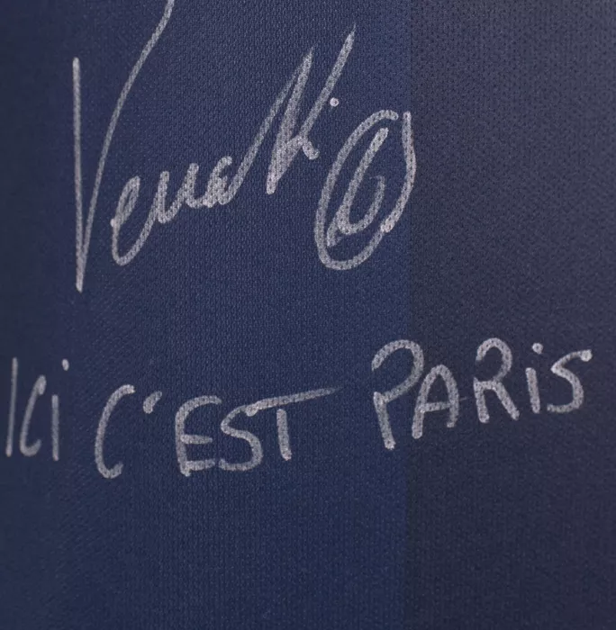 Icons Marco Verratti Front Signed Paris Saint-Germain 2014-15 Home Shirt: "Ici C'est Paris" Special Edition