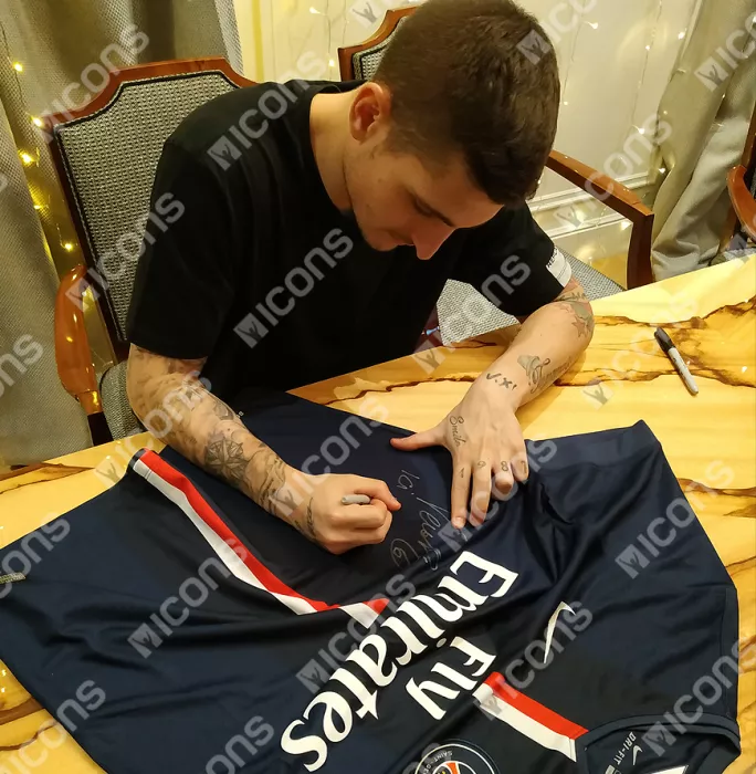 Icons Marco Verratti Front Signed Paris Saint-Germain 2014-15 Home Shirt: "Ici C'est Paris" Special Edition