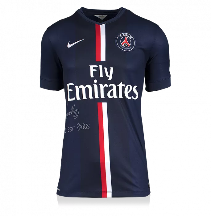icons Marco Verratti Front Signed Paris Saint-Germain 2014-15 Home Shirt: "Ici c'est Paris" Special Edition