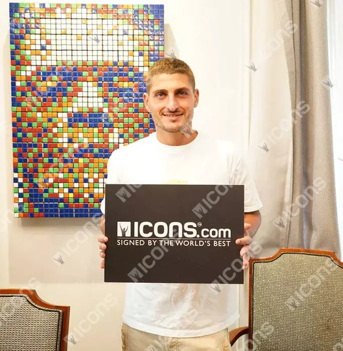 Icons Marco Verratti Official FIFA World Cup™ Back Signed And Framed Modern Italy Shirt