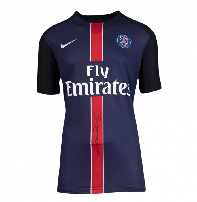 Icons Marco Verratti Official Paris Saint-Germain Front Signed And Framed 2015-16 Home Shirt: Signed In Black