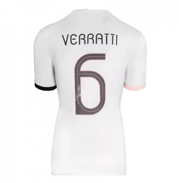 Icons Marco Verratti Official UEFA Champions League Back Signed And Hero Framed Paris Saint-Germain 2021-22 Away Shirt