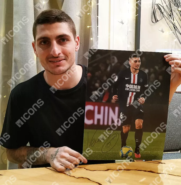 Icons Marco Verratti Signed Paris Saint-Germain Photo