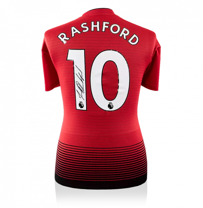 Icons Marcus Rashford Back Signed Manchester United 2018-19 Home Shirt