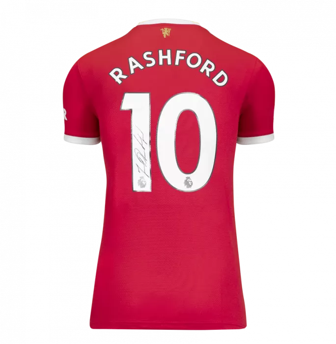Icons Marcus Rashford Back Signed Manchester United 2021-22 Home Shirt In Deluxe Packaging
