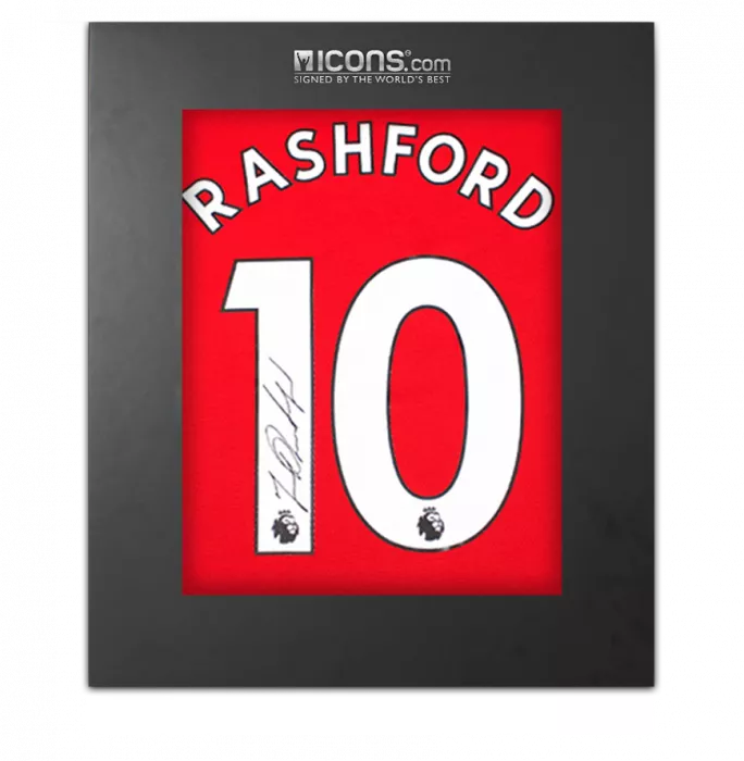 icons Marcus Rashford Back Signed Manchester United 2021-22 Home Shirt In Deluxe Packaging